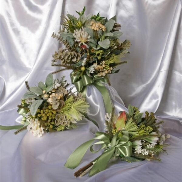 Organic Green & White Hand Tied Native Brides Bouquet