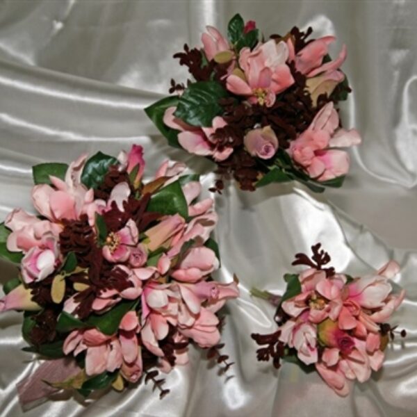Wine Magnolia,Kangaroo Paw, Eucalyptus Silk Wedding Bouquet