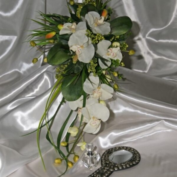 Organic Ivory, Phalaenopsis, Teardrop Brides Bouquet