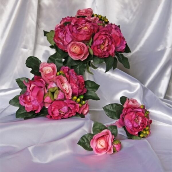 Hot Pink Peony & Rose Berry Bouquet.
