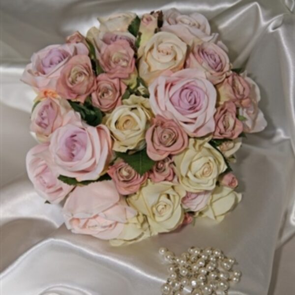 Classic Pink & Cream Silk Wedding Bouquet