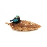 Blue Bird on Leaf Plate