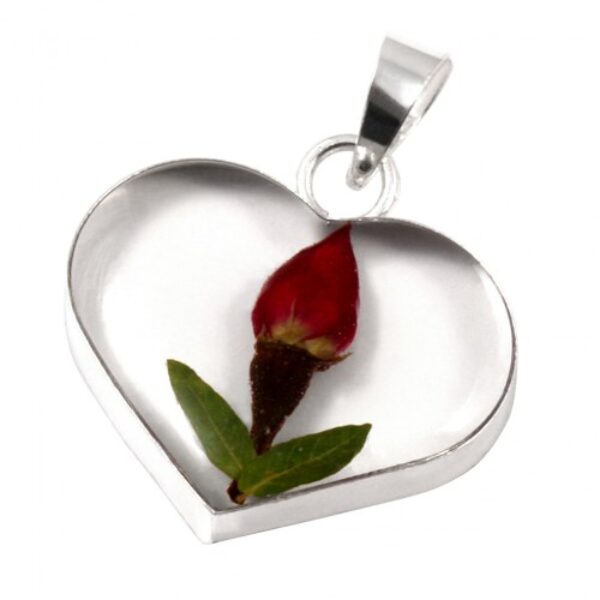 Rose Wildflower Heart Pendant